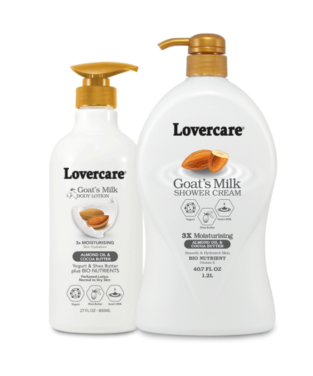 Lovercare Goat's Milk Shower Cream & Body Lotion- Almond & Cocoa Butter