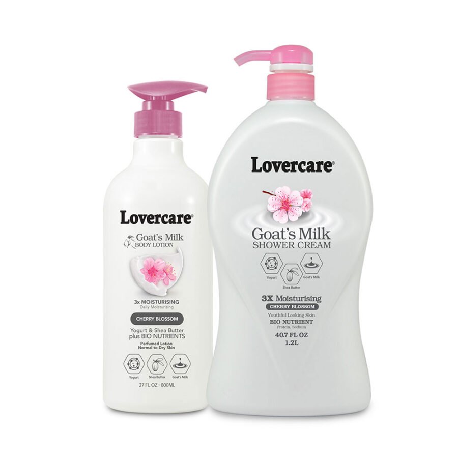 Lovercare Goat's Milk Shower Cream & Body Lotion- Cherry Blossom