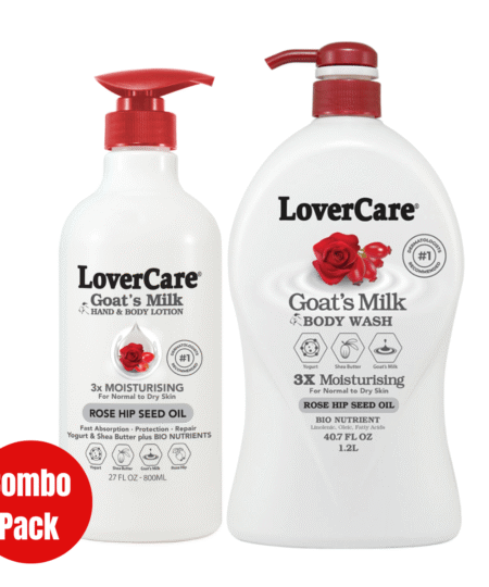 Combo Pack- Lovercare Goat's Milk Body Wash  & Hand Body Lotion- Rose Hip Seed Oil