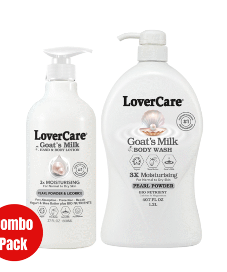 Combo Pack - Lovercare Goat's Milk Body Wash  & Hand Body Lotion- Pearl Powder